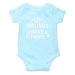 Witty Fashions My Siblings Have Paws - Funny Baby Bodysuit (6-12 Months, Light Blue)