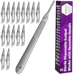 MyMed 15 Pack Surgical Blades 11 and Scalpel Handle Stainless Steel, Size 11 Scalpel Blades with Surgical Knife Scalpel, High Carbon Steel Dermablade Surgical 11 Blades and Handle