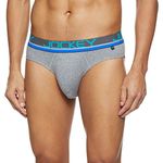 Jockey Men's Cotton Briefs (FP03_Grey Melange & Rich Royal Blue_M) (Waistband Colors May Vary)