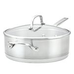 KitchenAid - 3-Ply Base Brushed Stainless Steel Deep Saute Pan with Helper Handle and Lid (4.3L/4.5qt)