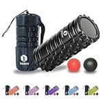 Foam Roller with Massage Balls, Back Roller for Back Pain, Muscles, and Deep Tissue Exercise, High Density EVA Material Massage Roller for Physio-Therapy, Body Fitness and Myofascial Release (Black)