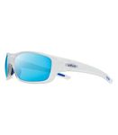 Revo Sunglasses Jasper: Polarized Crystal Glass Lens with Large Rectangle Wrap Frame (Matt Crystal Frame with Revo H20 Blue Lens)