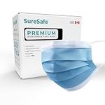 SureSafe 100 pcs Premium Disposable Face Masks - 3 Ply Protection - High Filtration & Breathability with Adjustable Nose Strip (Blue)