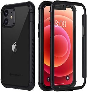 seacosmo Funda Antigolpes 360° con Pantalla Incorporada para iPhone 12 Pro/iPhone 12 [Anti Amarilla] Carcasa Ultrafina Transparente Rigida de PC + TPU para iPhone 12/12 Pro (6.1'') - Borde Negro