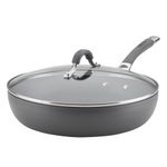 Circulon Radiance Deep Hard Anodized Nonstick Frying Pan/Skillet with Lid - 12 Inch, Gray