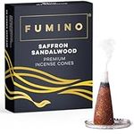 Fumino® Saffron Sandalwood Fresh Incense Cones 20 per Box Masala Agarbatti Joss Scent Fragrance for Relaxation and Meditation, Home and House Décor