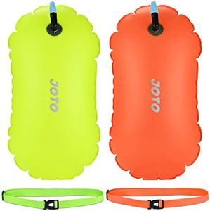 JOTO Nuoto Boa, [2 Pezzi]Pull Buoy da Nuoto Molto Visibile Ultraleggera della Nuotata Tow Float con Cintura Regolabile per Nuotatori in Mare Aperto Triatleti Canoeist Snorkelers -Arancione/GialloNeon