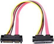 CY SATA III 3.0 7+15 22 Pin SATA Male to Female Data Power Extension Cable 30cm Red Color