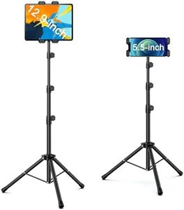 5.5-12.9 Inches Phone & Tablet Floor Stand, Height Adjustable Floor Tripod Stand with 360° Rotating Holder Mount, Universal Holder Compatible with iPhone iPad mini/Air/Pro Kindle