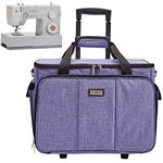 HOMEST Deluxe Sewing Machine Case on Wheels, Rolling Trolley Tote with Shoulder Strap and Strong Carry Handles, Compatible with Singer & Brother Machine, Dark Purple (Patent Design)