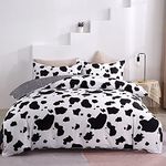 Mengersi Cow Print Duvet Cover Sets Full Size Cartoon Bedding Sets Reversible Comforter Cover Soft for Kids Boys Girls