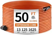 KTMC 50ft 16AWG Outdoor Extension Cord, Indoor/Outdoor 50-Foot SJTW 16/3 Gauge Extension Cable with Durable Weatherproof PVC Vinyl Jacket, 3-Prong Grounded Plug, ETL Certified 13A 1625W, Orange