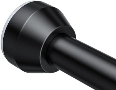 TEECK Shower Curtain Rod, 32-79 inch Adjustable Tension Spring, 1 Inch Shower Curtain Rod Tension, Anti-Slip, Rust-Proof, No Drilling, for Bathroom, Black