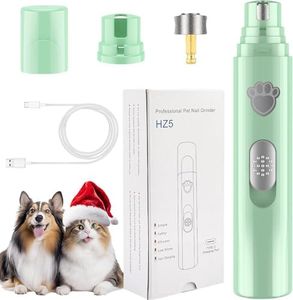 Dog Nail Grinder, 2-Speed Rechargeable Dog Nail Trimmers for Large Medium & Small Dogs, Upgrade Professional Electric Pet Paws Grooming, Quiet Puppy Grooming Tool, for Dogs Cats (Green)