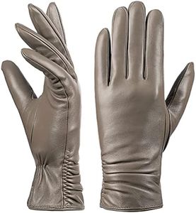 Womens Winter Leather Touchscreen Texting Warm Driving Lambskin Pure Genuine leather Gloves (Beige, XXL)
