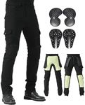 CTBQiTom Motorcycle Pants for Men with Protective Lining for Motocross Motorbike Dirt Bike Jeans CE Armored Riding Pants(Black,34W/31L)