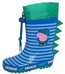 Peppa Pig Boys George Pig Tie Top Wellington Boots Kids Dino Wellingtons Wellies Rain Boots Green 7 UK Child/EU 24