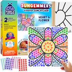 SUNGEMMERS Heart & Flower Design Suncatcher Window Art - Mess-Free Craft Kits for Kids Age 6+ with Gemstone Stickers - Great 6 Year Old Girl Gifts & Toys - Fun Arts and Crafts for Kids Age 7 8 9 10