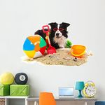 Wallmonkeys Dog on Vacation Peel and Stick Wall Decals WM298294 (60 in W x 40 in H)