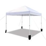 Amazon Basics Outdoor Pop Up Canopy, 10ft x 10ft with Wheeled Carry Bag, 4-pk weight bag, White