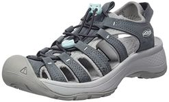 KEEN Women's Astoria West Leather Closed Toe Sandal, Magnet/Vapor, 8