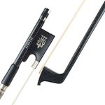 SURVEAL Violin Bow 4/4 Advanced Level Carbon Fiber Bows for Fiddle Round Stick with Mongolian Horse Hair Ebony Frog Carved Warm Sound Size 4/4 (4/4)