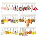 EIELO 30 Pairs Weird Cute Funny Earrings Gummy Bear Duck (Clip On) Drop Dangle Earrings for Women Aesthetic Earrings Food Animal Earrings Set, Acrylic, Cubic Zirconia