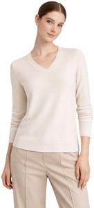 State Cashmere Women’s Essential V-Neck Sweater 100% Pure Cashmere Classic Long Sleeve Pullover (Undyed White, XX-Large)