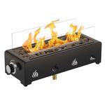 Onlyfire 18 Inch Tabletop Gas Fire Pit, Portable Patio Heater with Lava Rocks & Glass Wind Guard for Patio Backyard Outdoor Restaurant, Bottom Mounted