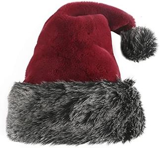 TWSANTAMAS Christmas Hat,super soft plush Santa Hat for Christmas Xmas Party Gift,personalized santa hat,Xmas Holiday Hat for Unisex Adults(burgundy)