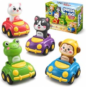 Press to Go Car Toys for Toddlers, Animal Cars for Babies 6-36 Months