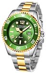 LONGBO Master Green and Gold Color Dial Royale Analog Stainless Steel Watch for Men