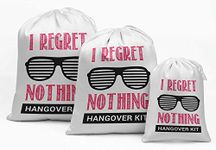 Darling Souvenir Heavy Satin White Hangover Kit Bachelorette Party Supplies Favor Bags Jewelry Pouches Pack of 15 Pieces