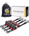 Strapinno Retractable Ratchet Straps 1 in x 10 ft, Secure Tie-Downs with Rubber-Coated Steel Handles, S-Hooks & Durable Hardware, for Motorcycle, Jetski, kayak, Breaking Strength 1,500LBS/680KG (4PCS)