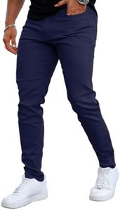 GINGTTO Skinny Jeans Men Fashion Designer Slim Fit Stretch Waist Tapered Leg(30W x 30L, Blue)