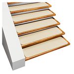 House, Home and More - Set of 15 Skid-resistant Carpet Stair Treads - Ivory Cream - 8 In. X 30 In.