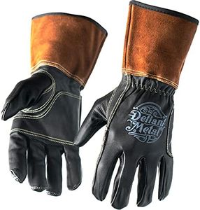 Defiant Metal TIG Welding Gloves - Premium Black Goatskin Leather (Medium)