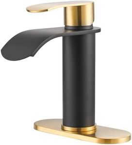 Waterfall Bathroom Faucet: WOWOW Black and Gold Modern Single Handle Bathroom Faucets for 1 or 3 Hole Bathroom Sink Faucet Mixer Tap Washbasin Faucet with Deck, Pop-up Drain and Supply Hoses