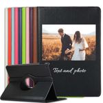 Sunrive Personalised Custom PU Leather Case compatible with Samsung Galaxy Tab S3 T820/T825 9,68",360 Degree Swiveling Protective Cover.Customised with photo,Picture,Name,text