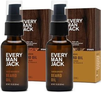 Every Man Jack Mens Beard Oil - Subtle Aged Bourbon & Sandalwood Fragrance - Deeply Moisturizes and Softens Your Beard and Adds a Natural Shine - Naturally Derived with Shea Butter - 1 fl oz (2 Pack)