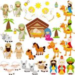 33 Pcs Birth of Jesus Felt Figures Nativity Felt Stories Nativity Birth of Baby Jesus Precut Felt Figures Felt Bible Characters Flannel Board Stories for Kids Classroom Christmas Supplies (Classic)