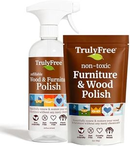 Truly Free Natural Wood Cleaner & Furniture Polish - Leather Cleaner, Vinyl, Furniture & Wood Polish, Helps Remove Water Stain, Unscented - Includes: 1 Refillable Empty 12oz Bottle & 1 Refill(3 fl oz)