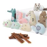 vsshe Catnip Plush Toys for Cats, Cute Cat Chew Toy, Plush Interactive Cat Toys Pillow, 20 Pcs Natural Matatabi Sticks & 8 Pcs Catnip Toys for Indoor Cats Adult Kitten Teeth Cleaning Playing Chewing