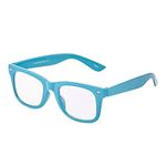 Light Blue Childrens Classic Clear Lens Glasses Fames Fake Glasses Frames with Lenses for Fancy Dress World Book Day Boys Girls Nerd Glasses Geek Hipsters Style Kids Dress Up Costume Glasses