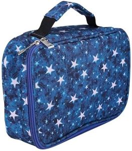 Estuche de lápices, 72 Ranuras Estuche de lápices para niñas Patrones de Estrellas Bolsa de Almacenamiento de lápices portátil Organizador de lápices Gran Capacidad Cierre de Cremallera(Azul)
