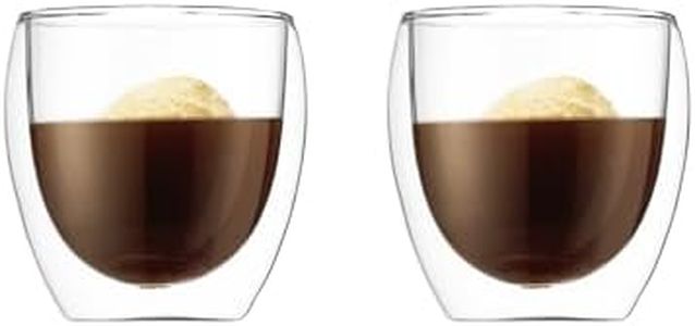 Bodum PAVINA Coffee Mug, Double-Wall Insulated Glass Mug, Clear, 8 Ounces Each (Set of 2)