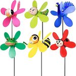 Garden Pinwheels, 6 Pack Wind Spinners with Metal Stakes, Colorful Decor Pinwheels Windmills Whirligigs Kids Toys for Outdoor Indoor Garden Yard Lawn Patio Party Wedding Decorations