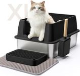 Aupures Stainless Steel Litter Box with Lid,XL Metal Cat Litter Box,High Sided Litter Box,Extra Large Cat Litter Box Stainless Steel Lasts Longer with Anti-Leakage,Easy Cleaning