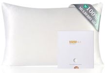 ZIMASILK 100% Mulberry Silk Pillowcase for Hair and Skin Health, Both Sides 19 Momme Premium Grade 6A Silk, Soft & Smooth, 600 Thread Count, with Hidden Zipper, 1pc (Standard 50x75 cm, White)