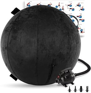 Exercise Ball 65cm/26in, Stable Black Microsuede Leather Cover with Electric Quick Pump For Yoga, Pilates, Fitness Balance Stability, Office Ball Chair Seat. Soft & Slip Resistant, Pro Guide